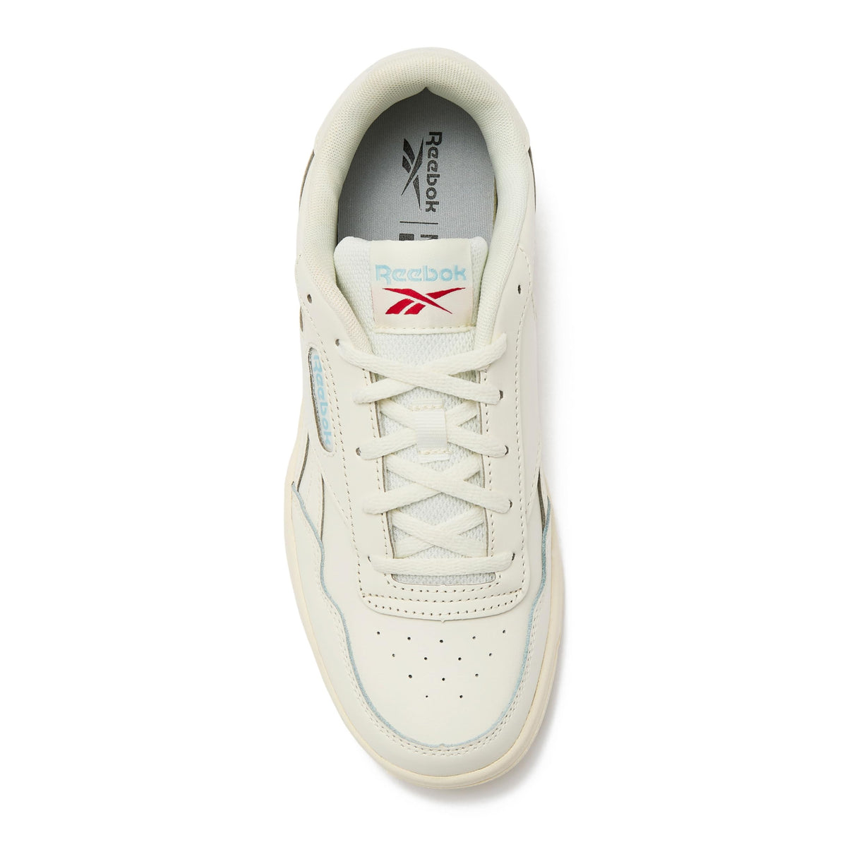 Reebok Court Advance Womens Sneakers - Casual Fashion White Sneakers for Women, Tennis Women's Shoes Size 5 to 11, FFP- Chalk/Blue Pearl/Vector Red, 9