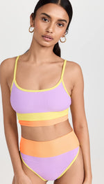 Beach Riot Women's Eva Bikini Top, Sundazed Color Block, Purple, L