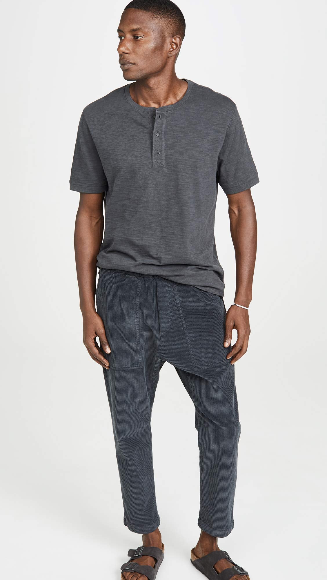 Vince Men's Classic Short Sleeve Slub Henley, Sphere, XXL