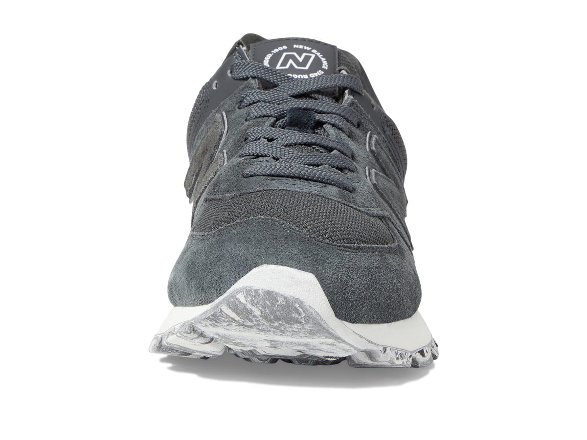 New Balance Classics 574D Rugged Sneakers for Men - Low Top Silhouette and Breathable Textile Lining Black/Grey 2 10.5 D - Medium