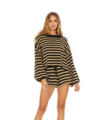 Beach Riot Ava Sweater Taupe/Black Stripe XS