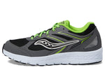 Saucony Cohesion 14 Lace to Toe Sneaker, Grey/Black/Green, 3.5 Wide US Unisex Big_Kid