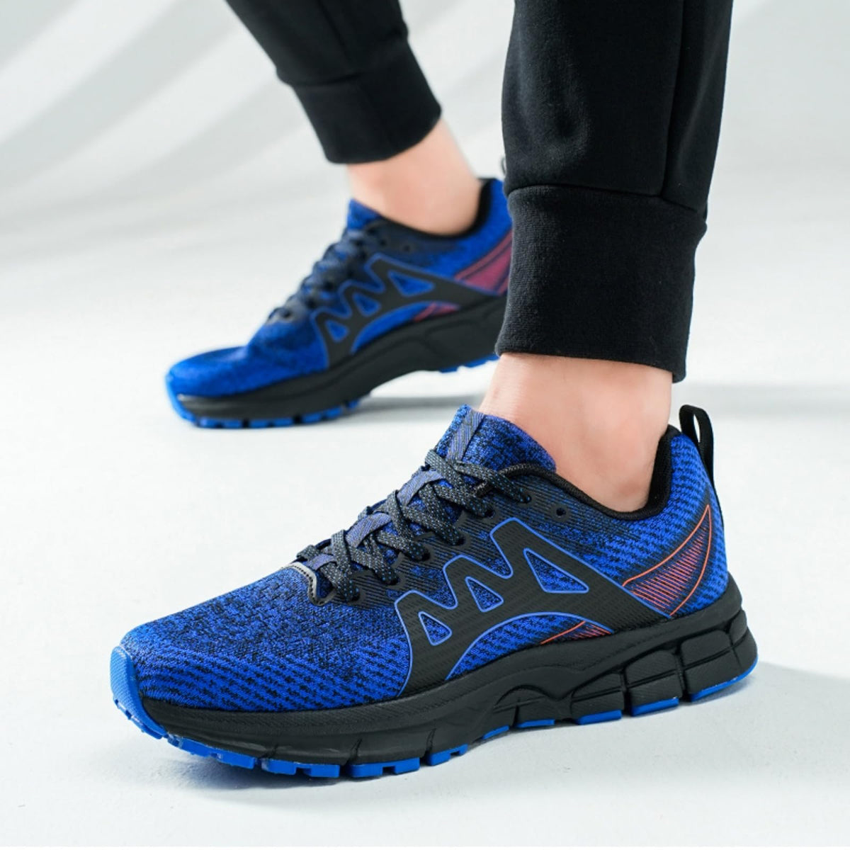 Sadmon Women's Non-Slip Sneakers Cross-Training Shoes Lightweight Tennis Shoes for Walking, Fitness, Travel, Work Breathable mesh, Comfortable Insole Black Blue Size 7