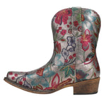 Roper Womens Ingrid Floral Snip Toe Boots Low Heel 1-2" - Silver - Size 10.5 M