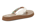 Sanuk Yoga Mat Vintage Floral | Flip Flops for Women | Yoga Sandals For Women | Women's Beach Sandals | Memory Foam Footbed, White, 11
