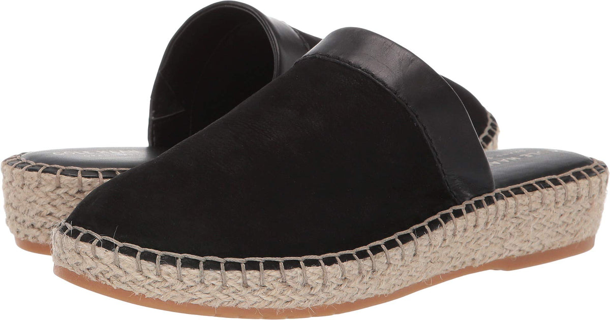 Cole Haan Cloudfeel Espadrille Slide Black Nubuck/Black Leather/Natural Jute/Gum 5