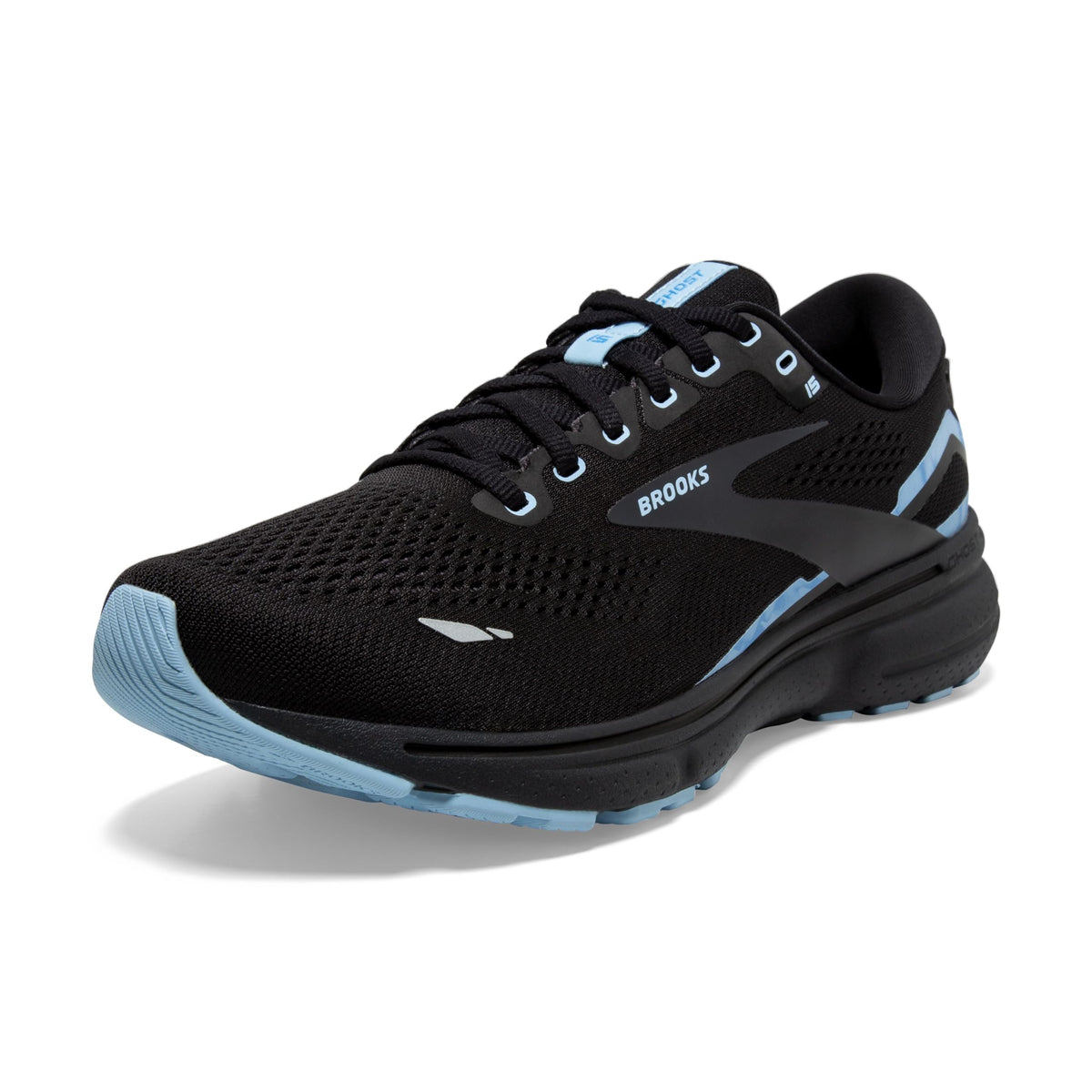 Brooks Men's Ghost 15 Running Shoe - Black/Ebony/Marina - 8 Medium