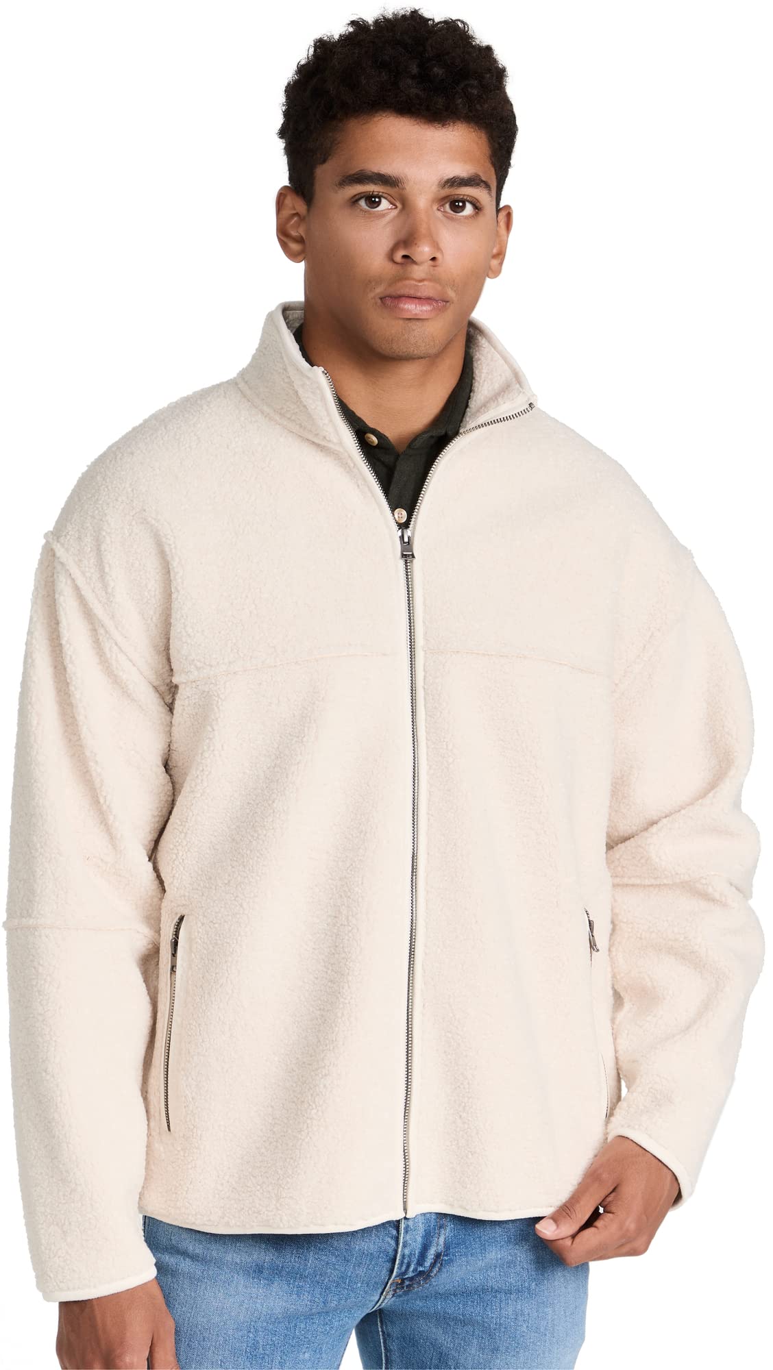 Vince Men's Sherpa JKT, Bone, Off White, XXL