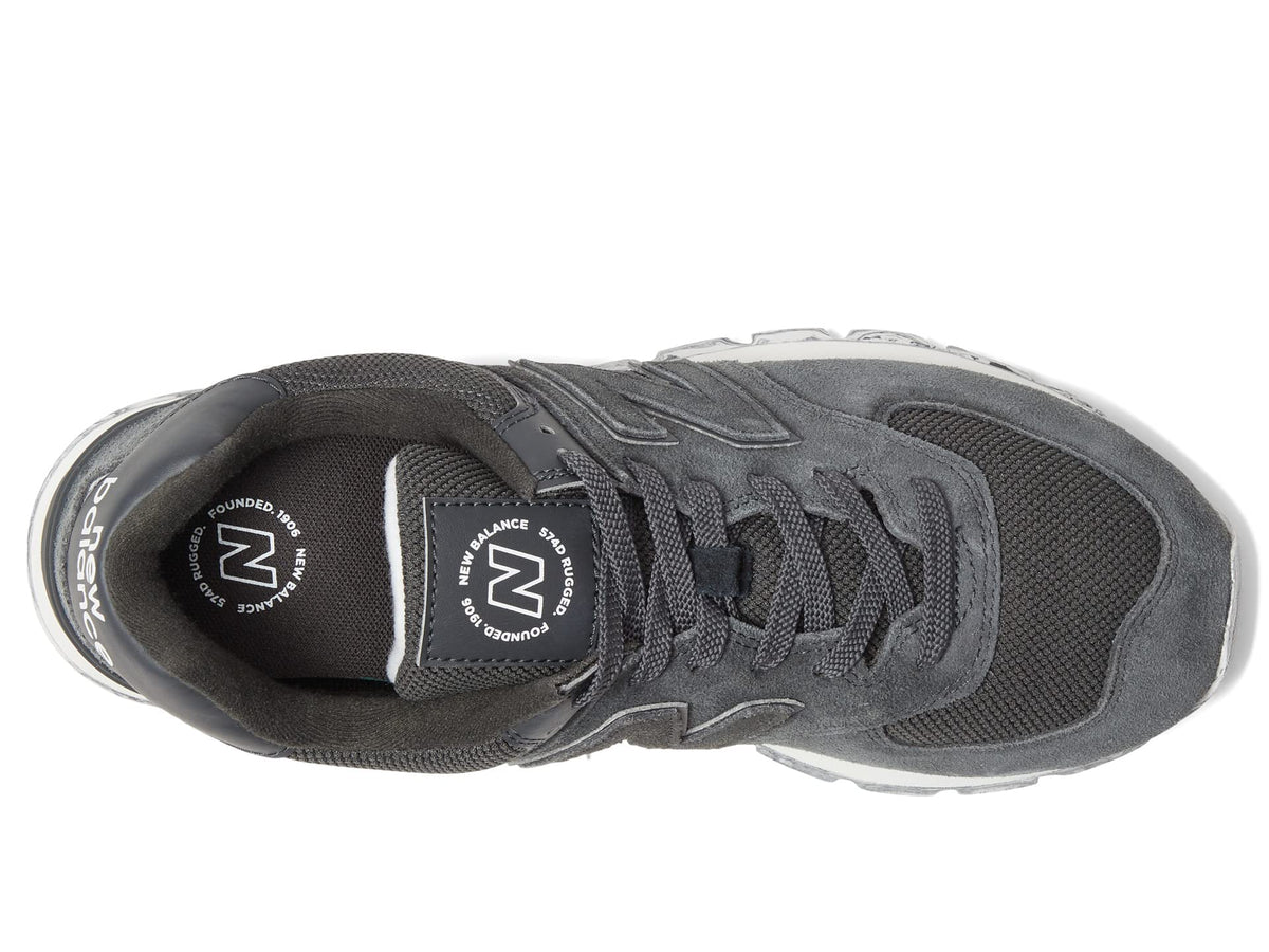 New Balance Classics 574D Rugged Sneakers for Men - Low Top Silhouette and Breathable Textile Lining Black/Grey 2 10.5 D - Medium