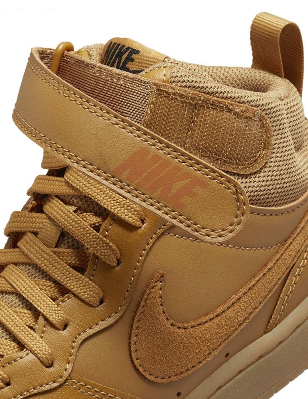 Nike Court Borough Mid 2 (Big Kid) Sneaker, Wheat/Wheat/Black/White, 4.5 US Unisex