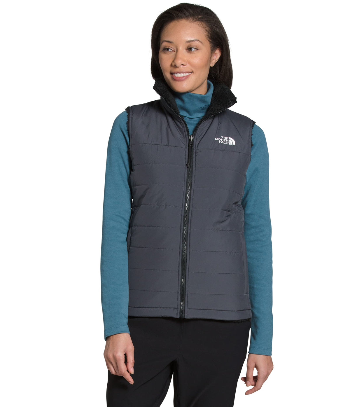 The North Face Women's Mossbud Insulated Reversible Vest, Vanadis Grey/TNF Black, M