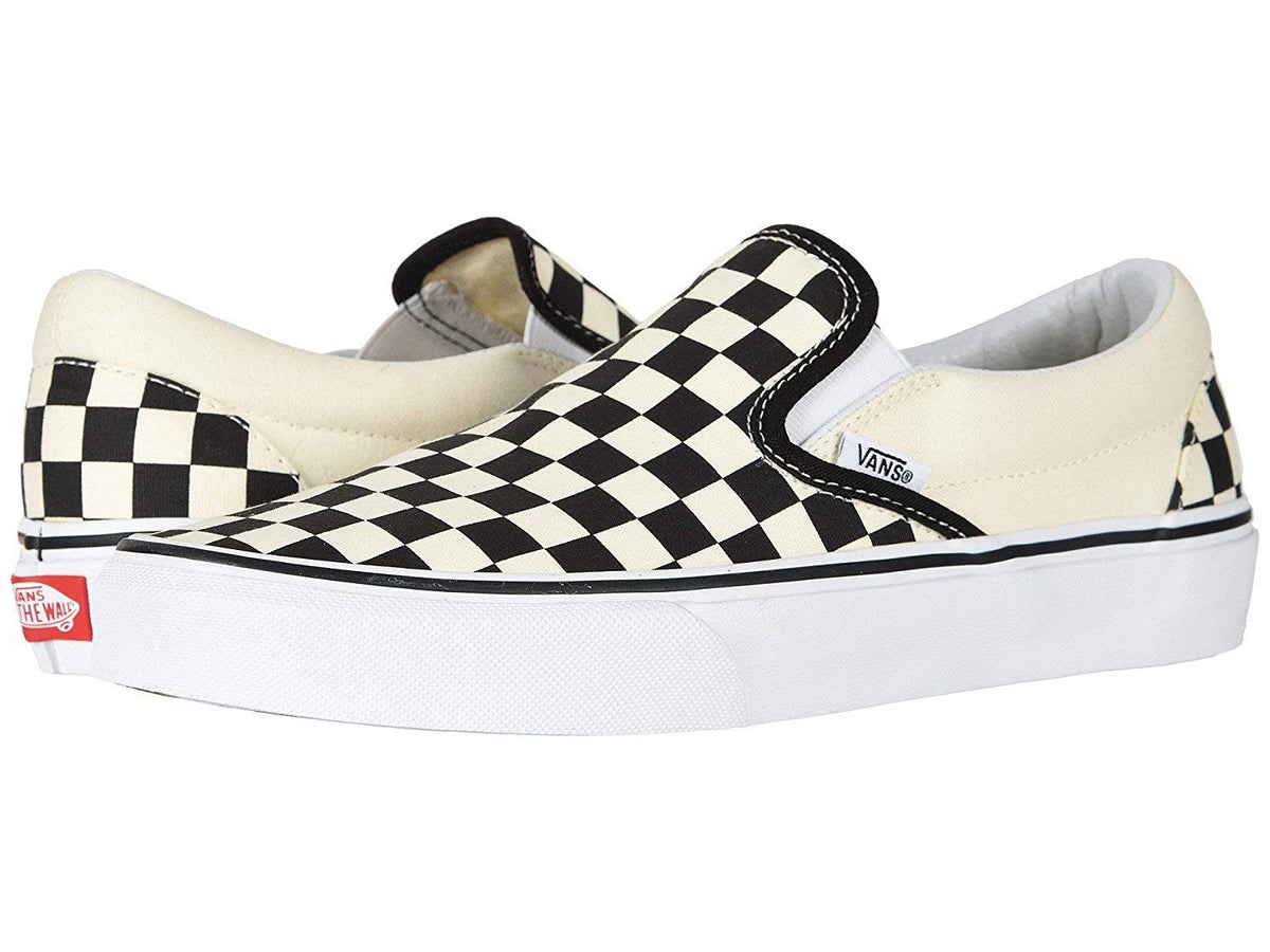 Vans - Classic Slip-On Shoes - Checkerboard - Black/White, 7 Men/8.5 Women