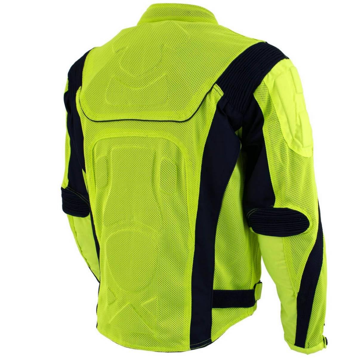 Xelement CF-6019-66 Men's 'Invasion' Neon Green Textile Motorcycle Jacket wit X-Armor Protection - X-Large