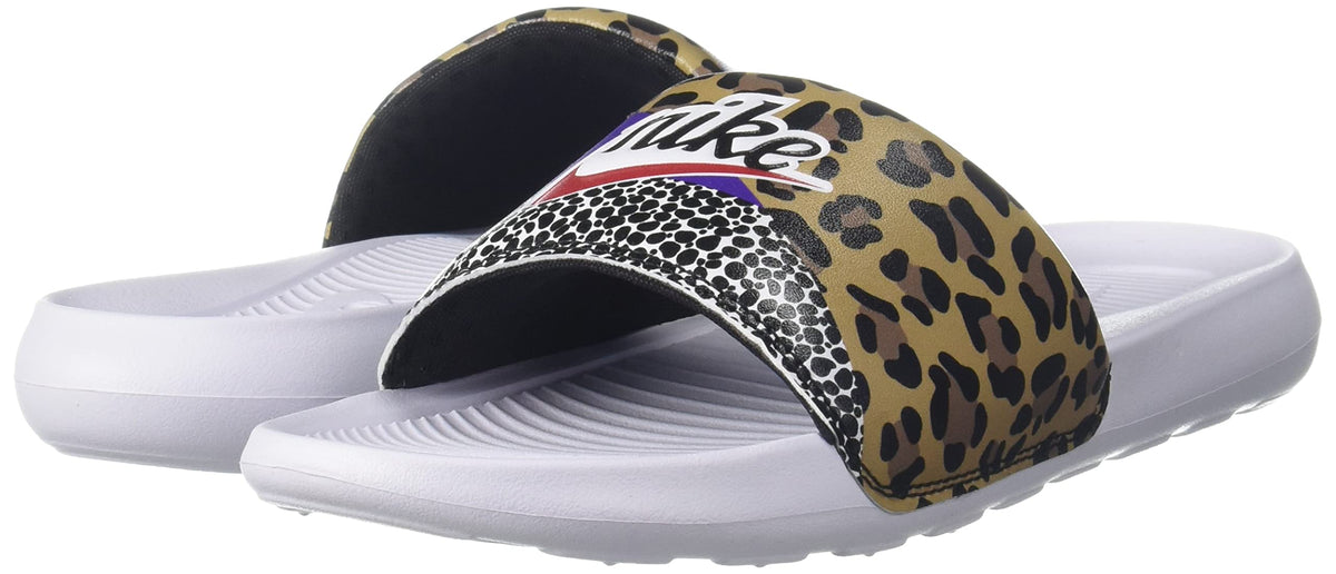 NIKE Women's Casual Slippers 9.5 White Habanero Red Black Electro Purple