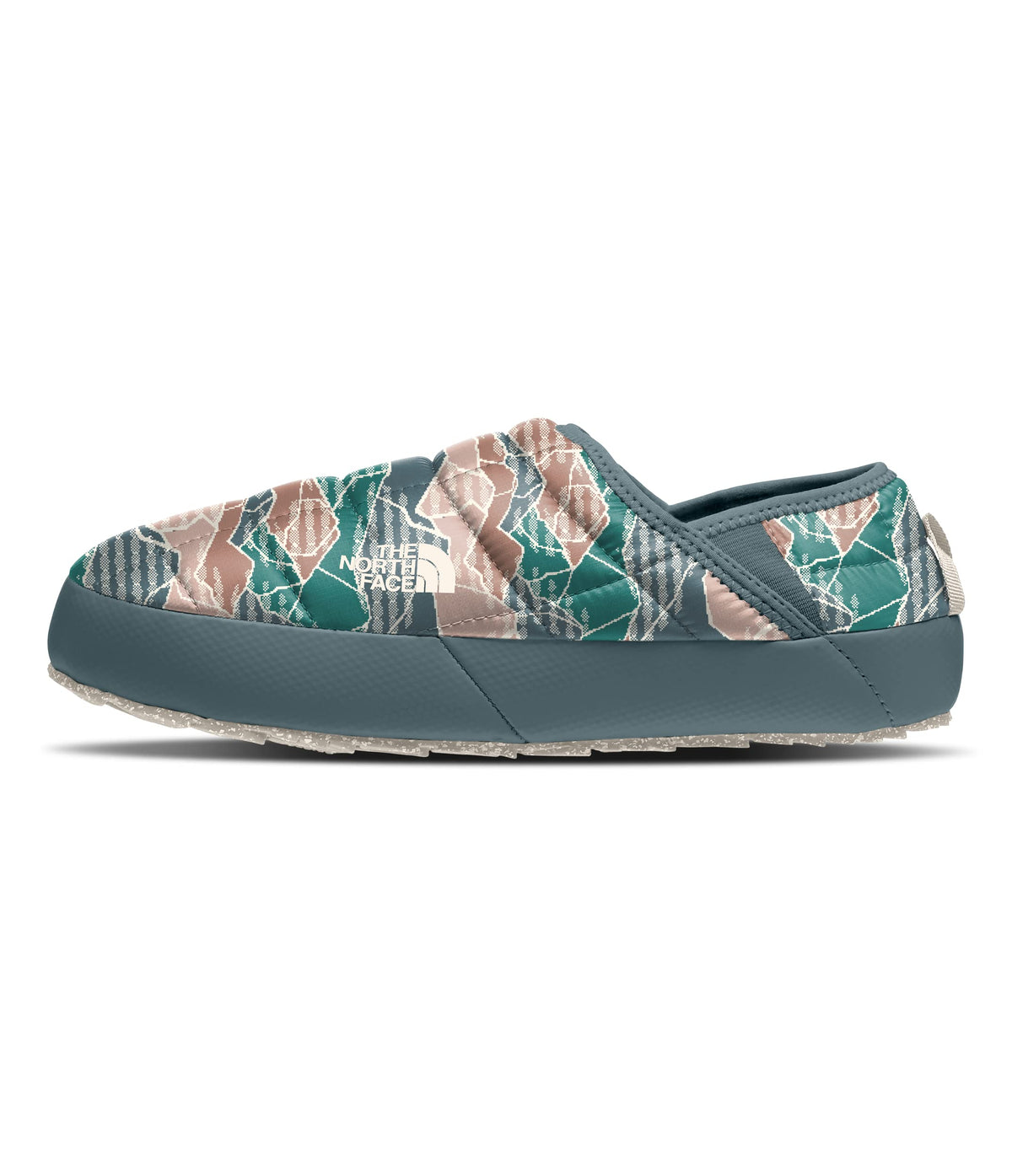 THE NORTH FACE Women's Thermoball Insulated Traction Mule V Shoe, Porcelain Green Mountain Camo Print/Goblin Blue, 11