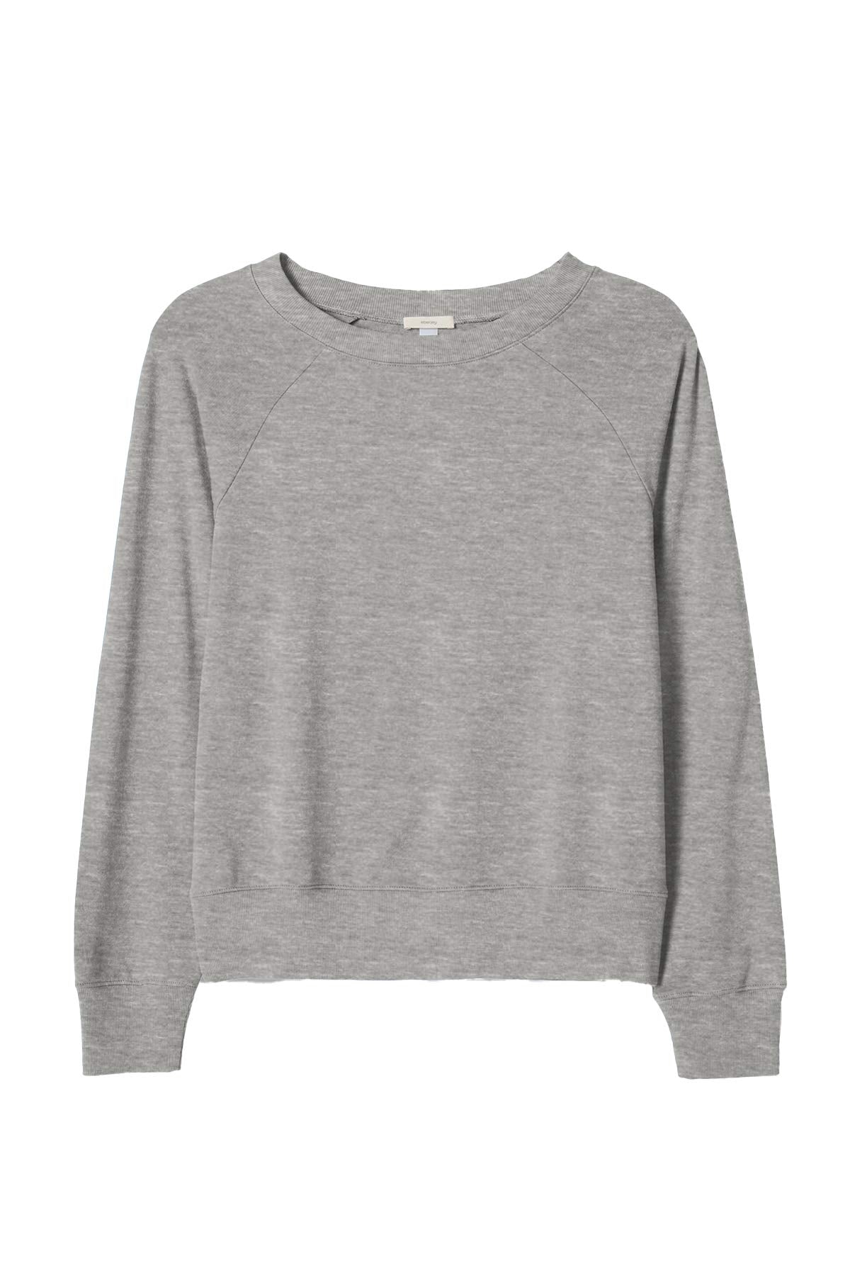 Eberjey Blair Women's Pajama Ringer Sweatshirt | Long Sleeve Top with Scoop Neckline, Athletic Style Heather Grey
