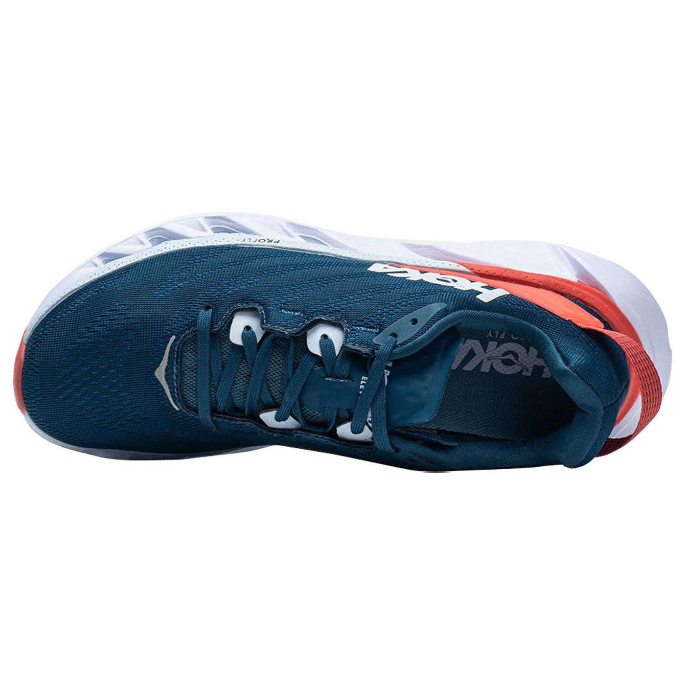 HOKA ONE ONE Womens Elevon 2 Textile Synthetic Moroccan Blue Hot Coral Trainers 7 US