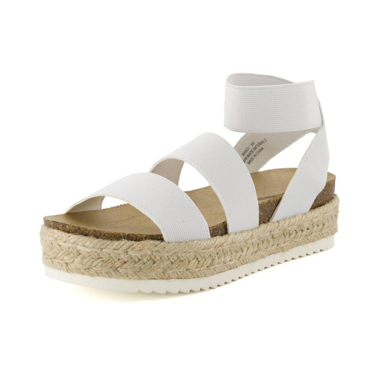 CUSHIONAIRE Women's Mandy Cork Espadrille Platform Sandal - Strappy Wedge with Arch Support, White 8