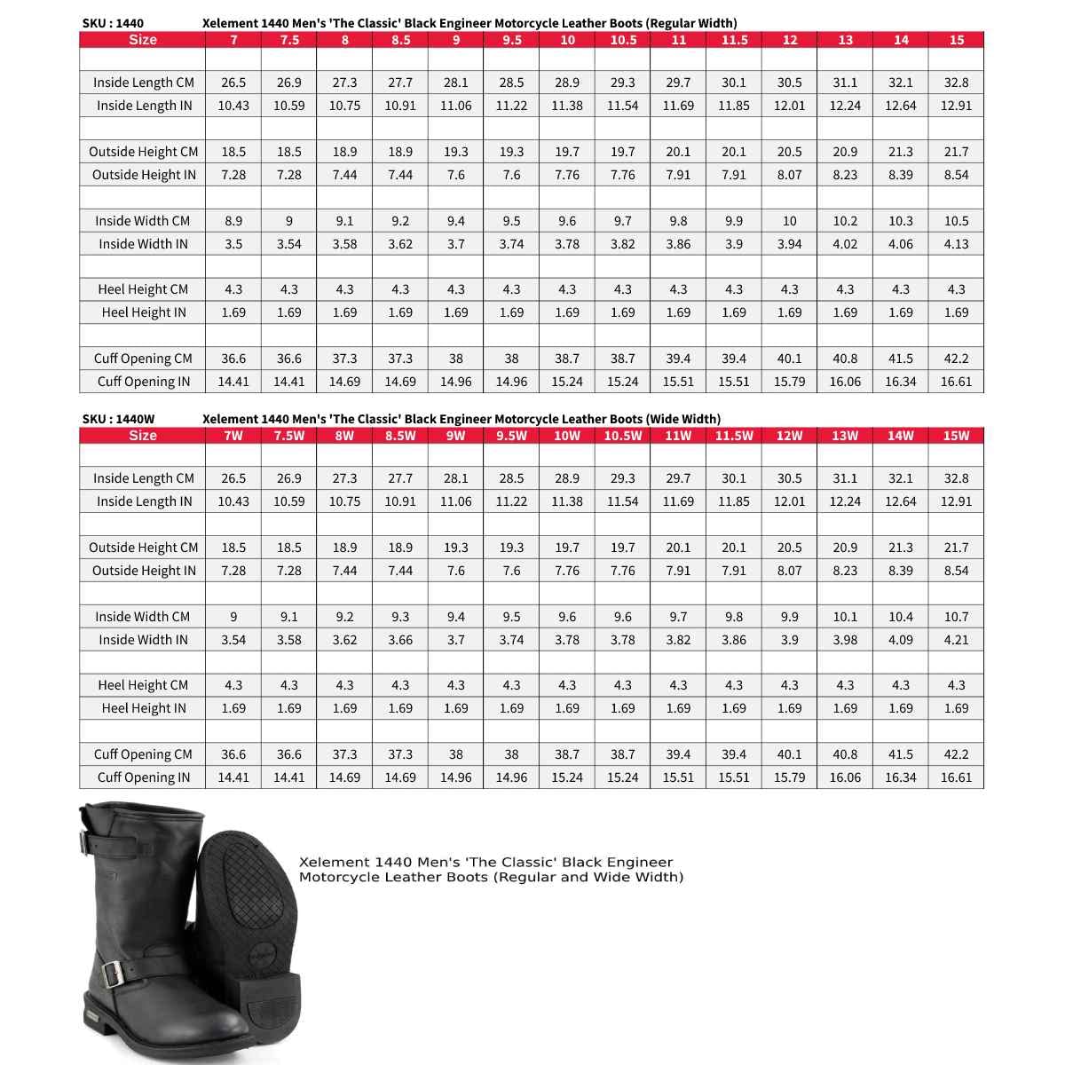 Xelement 1440 'Classic' Men's Black Engineer Motorcycle Leather Boots (9)