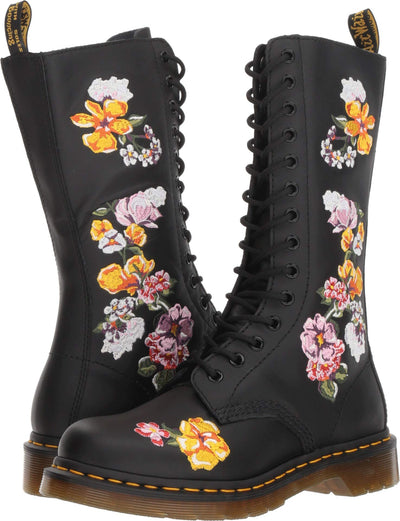 Dr. Martens Womens Vonda II Applique Core Originals Floral Black Boots - Black Softy T - 5
