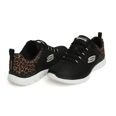 Skechers Women's Flex Advantage 4.0 Wild Ballad Memory Foam Athletic Shoe Black Leopard