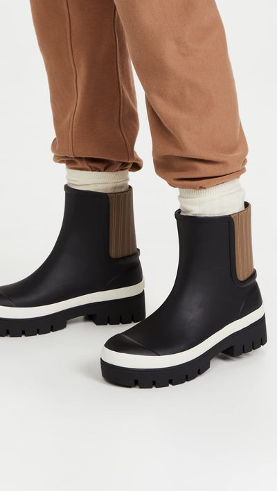 Tory Burch Women's Foul Weather Boots, Perfect Black/Olive, 5 Medium US