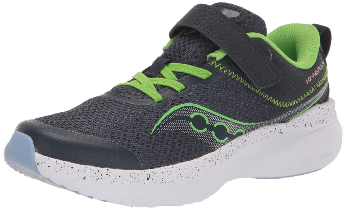 Saucony Kinvara 14 Alternative Closure Sneaker, Navy/Green, 1.5 US Unisex Big Kid
