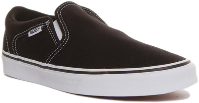 Vans Men's Asher Trainers, Canvas Black White, 7.5