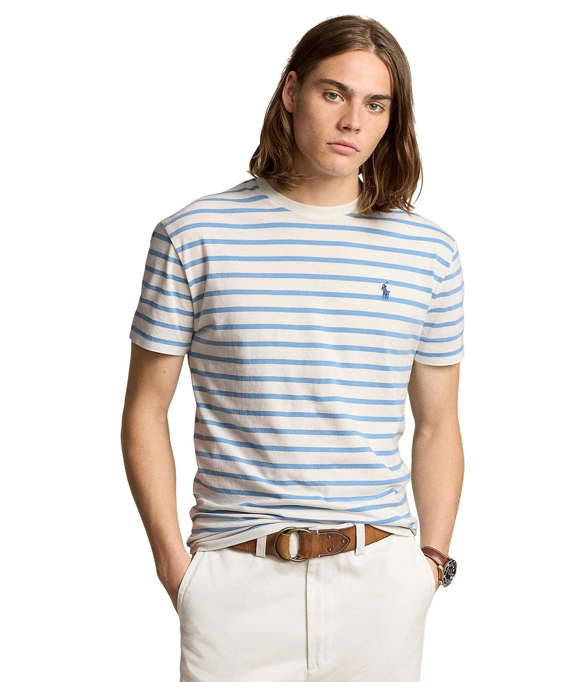 Polo Ralph Lauren Men's Classic Fit Striped Jersey T-Shirt Nevis/Vessel Blue Small