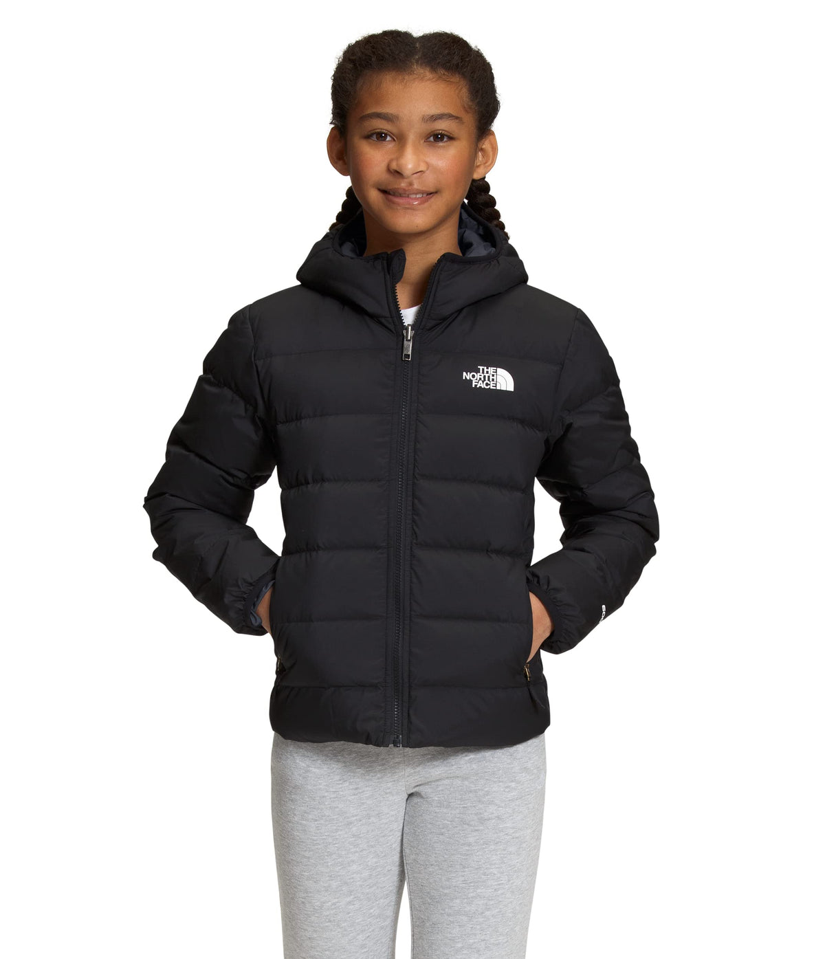 THE NORTH FACE Reversible North Down Hooded Girls Jacket TNF Black Medium