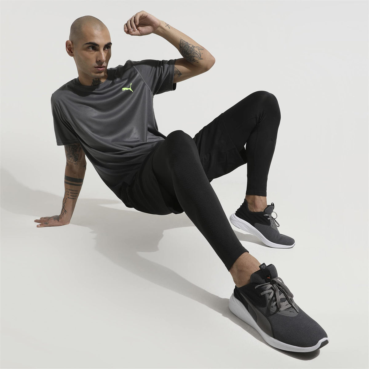 Puma Men's Better Foam Emerge 3D Running Shoe, Castlerock Black-Orange Glow, 9.5