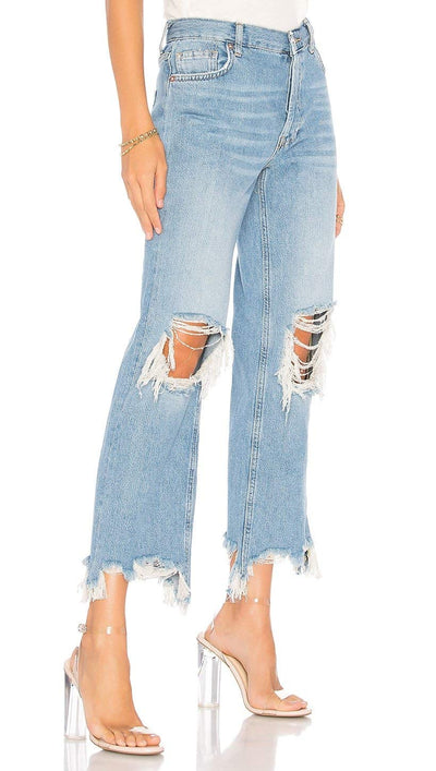 Free People We The Free Maggie Mid-Rise Straight Leg Light Stone Wash 29 26