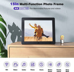 WiFi Digital Photo Frame 15 Inch Electronic Digital Picture Frame with Remote Control HD Display, Share Photos Videos via App & Email from Anywhere, Motion Sensor 16GB Storage, Black, F50