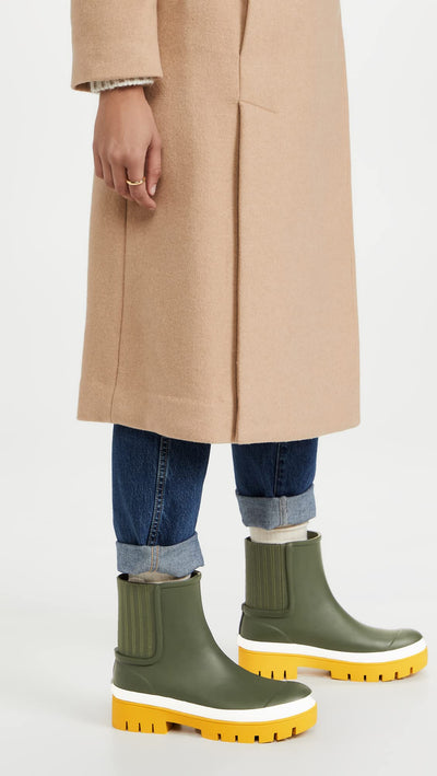 Tory Burch Women's Foul Weather Boots, Leccio/Leccio, Green, 5 Medium US