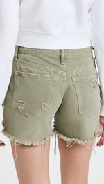 Free People Women's Maggie Mid Rise Shorts, Army, Green, 26