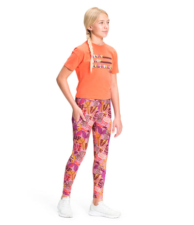 The North Face On Mountain Tight - Girls' Sunset Mauve Lone Wanderer Print, M/Reg