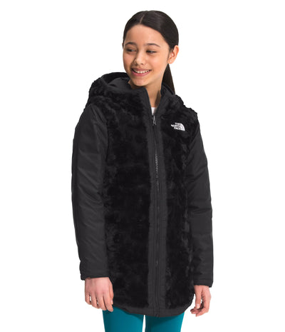 The North Face Girls' Reversible Mossbud Swirl Parka, TNF Black, XS