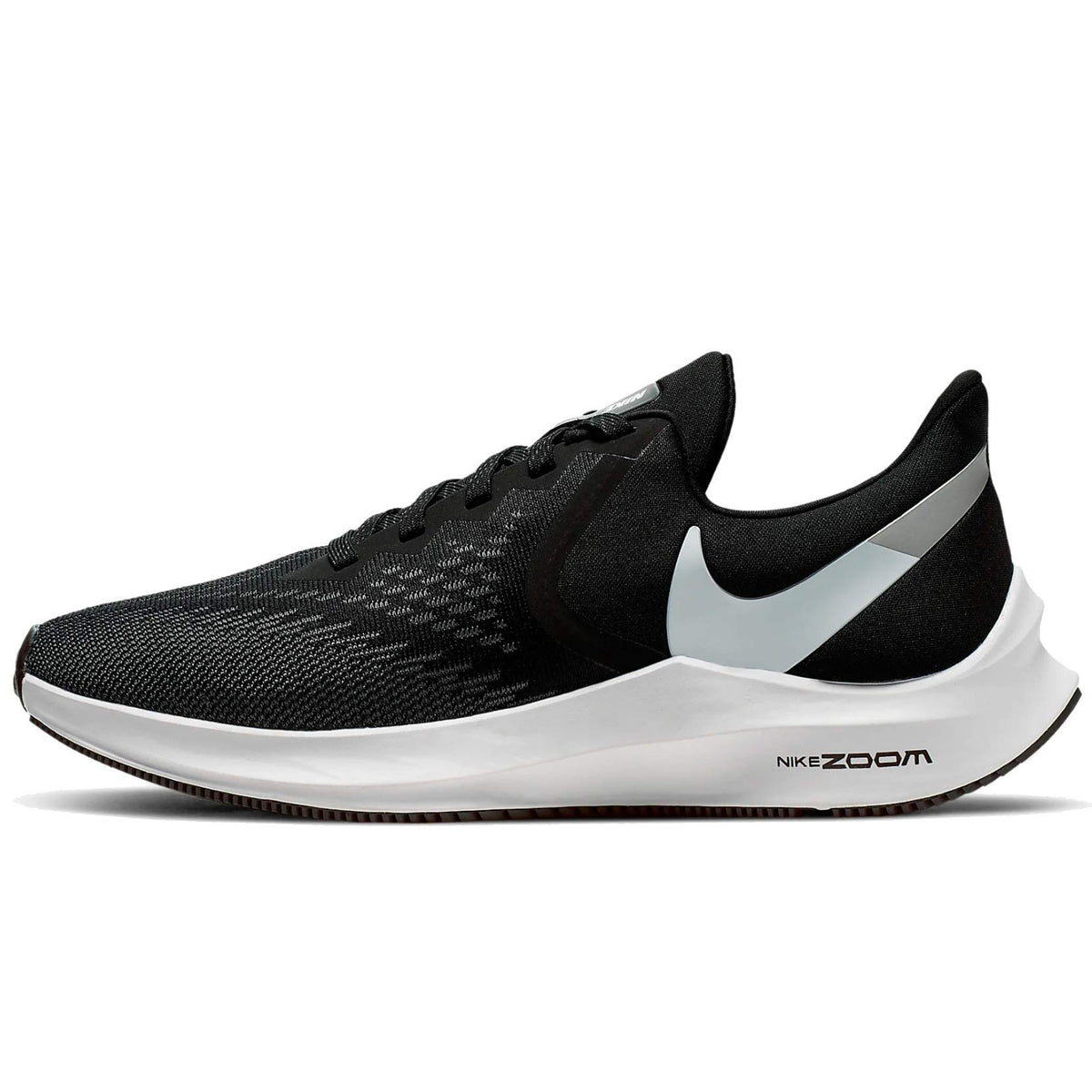 Nike Women's Air Zoom Winflo 6 Running Shoes (Wide Width D) (Black/Dark Grey/Metallic Platinum/White, Numeric_10)