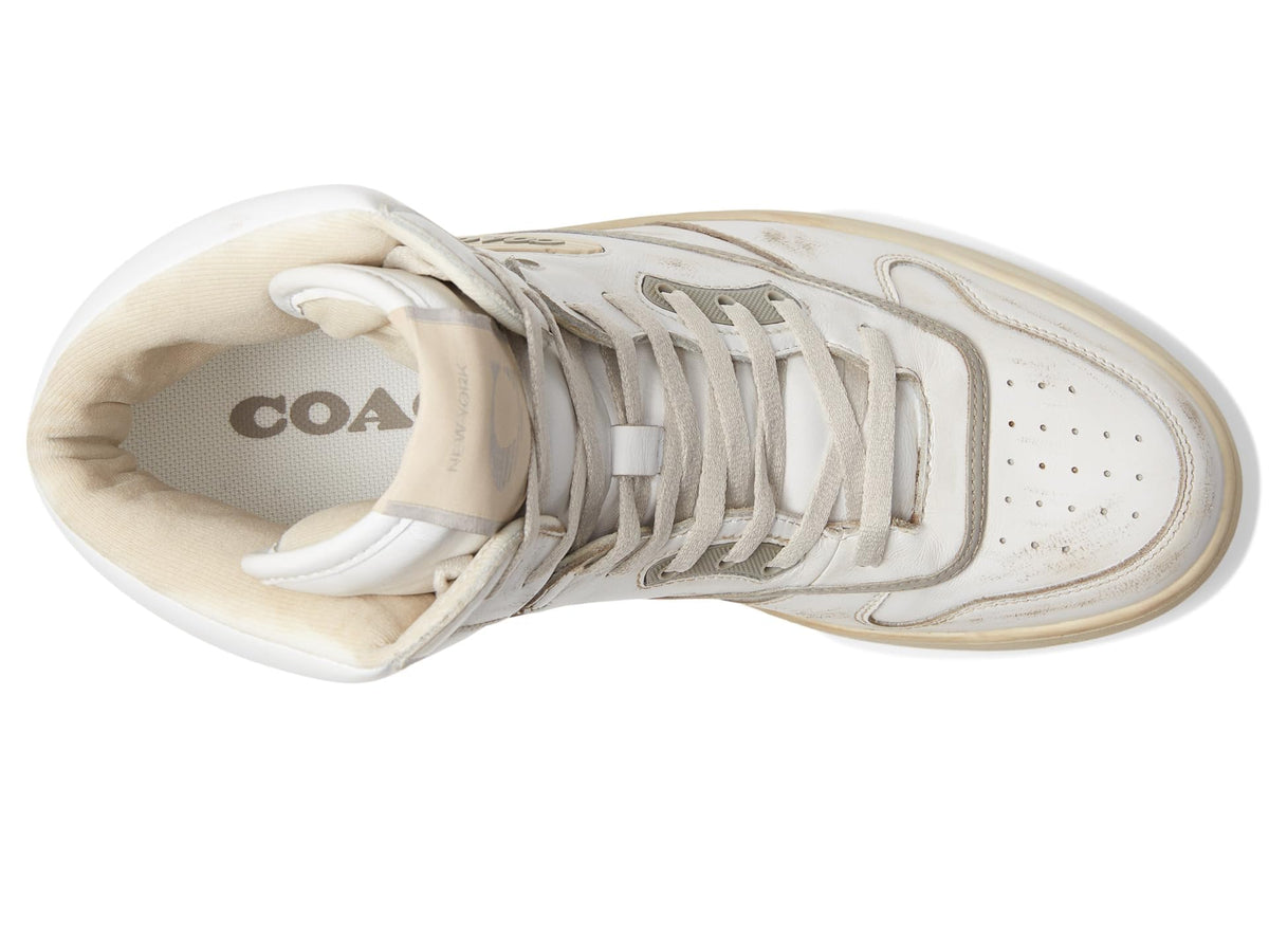 Coach Distressed Leather High-Top Sneaker White 9.5 D (M)