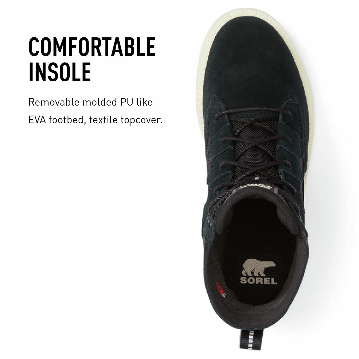 Sorel Women's OTM Caribou Boot — Black, Chalk — Waterproof Suede & Nylon Snow Boots — Size 5