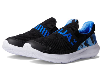 Under Armour Boy's Surge 3 Slip-On Print (Little Kid) 11.5 Little Kid Black/Versa Blue/Versa Blue