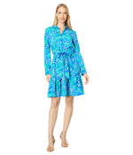 Lilly Pulitzer womens Marlena Upf 50+ Button-down Medium Eclipse Blue Serenade in the Shade Engineered Chilly Lilly