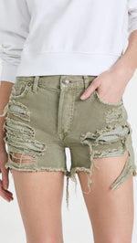 Free People Women's Maggie Mid Rise Shorts, Army, Green, 26