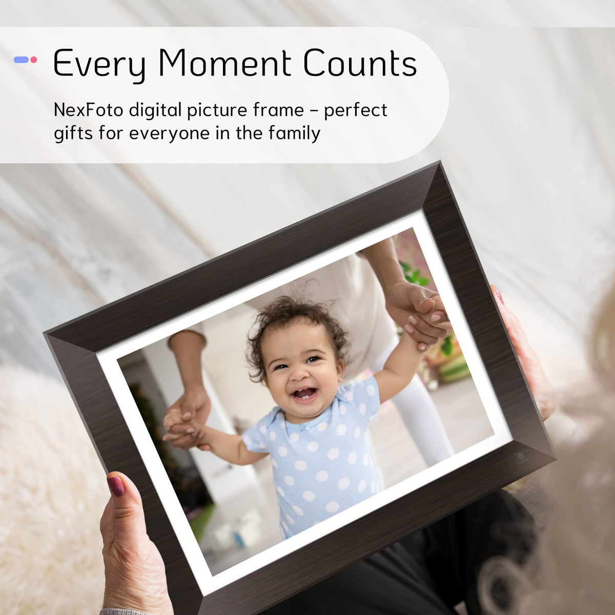 NexFoto 11 Inch Smart 32GB Digital Picture Frame 1080P, Wi-Fi Photo Frame with IPS Touch Screen, Motion Sensor, Easy Setup to Share Photos or Videos via App Email Instantly, Gift for Grandparents
