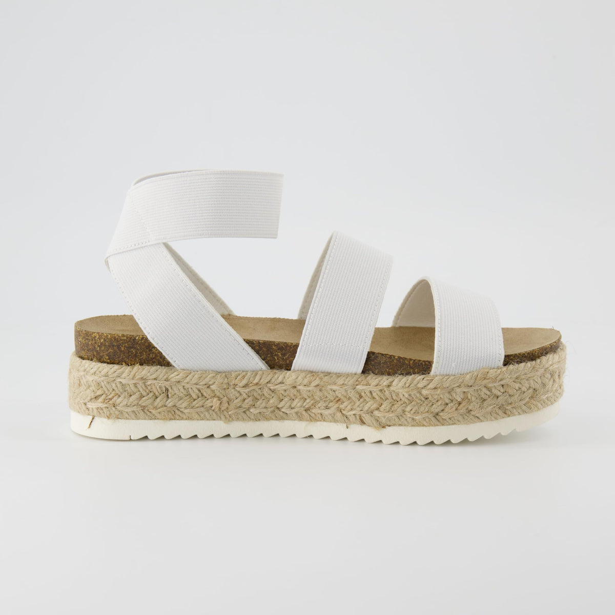 CUSHIONAIRE Women's Mandy Cork Espadrille Platform Sandal - Strappy Wedge with Arch Support, White 8