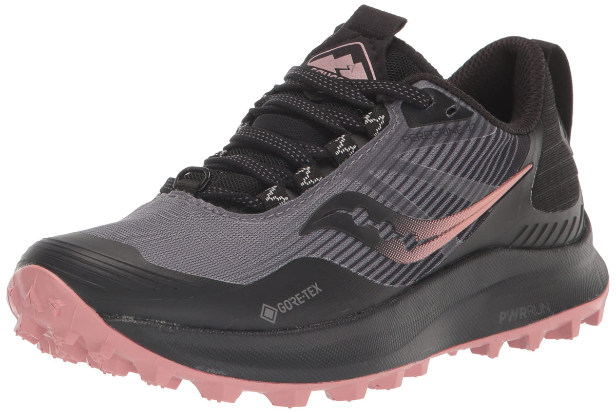 Saucony Women's Peregrine 12 Gore Tex Trail Running Shoe, Charcoal/Shell, 5