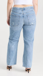 AGOLDE Women's 90s Mid Rise Straight Fit Jeans, Fall Out, Blue, 28