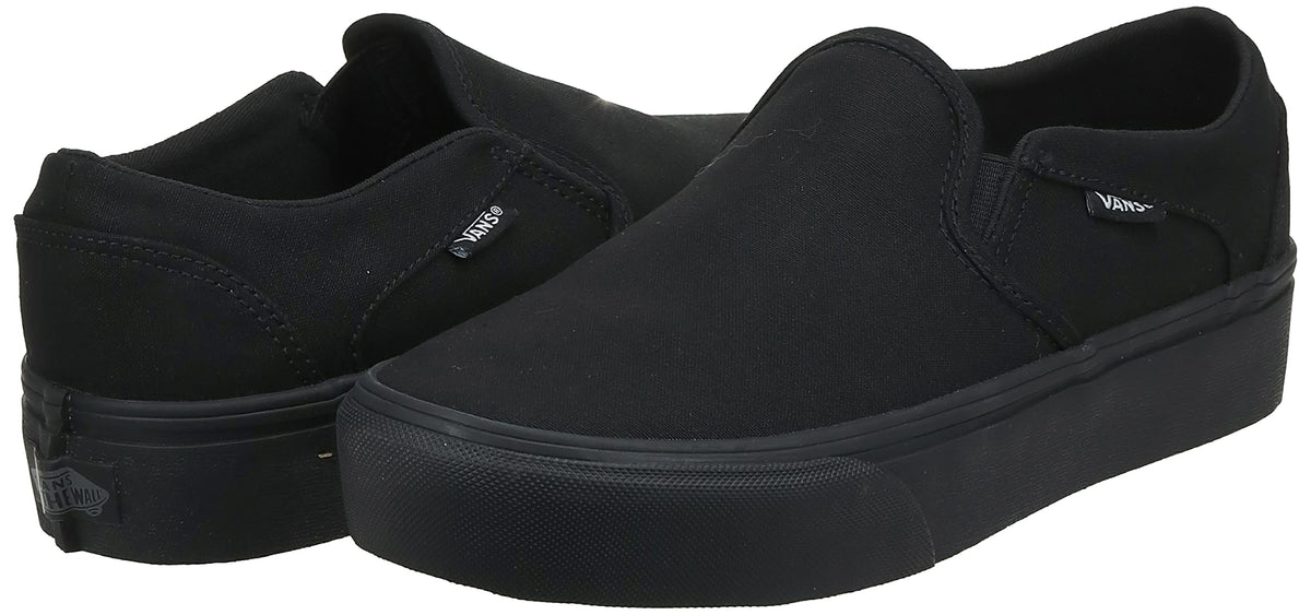 Vans Women's Asher Platform Sneaker, Canvas Black Black, 8