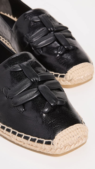 Tory Burch Women's Woven Double T Aline Espadrilles, Perfect Black/Perfect Black, 7 Medium US