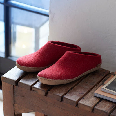 GLERUPS Slip On Slippers Women and Men with Rubber Sole | Unisex Slip-on Wool Slipper Shoes Women Men | Comfy Outdoor Indoor Slippers | Cozy Gents and Ladies Slippers